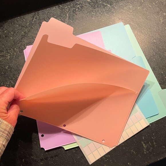 Set of Five 3-Ring Binder Dividers with Tabs, Pockets, Pastel, Durable (NWOT) - Picture 5 of 11